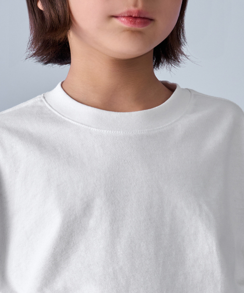 MUSINSA STANDARD KIDS（ムシンサスタンダードキッズ）の「リラックスドクルーネック7部Tシャツ[ホワイト]（Tシャツ/カットソー・レディース・その他・150/120/140/130/160/110/100）」の4枚目の写真