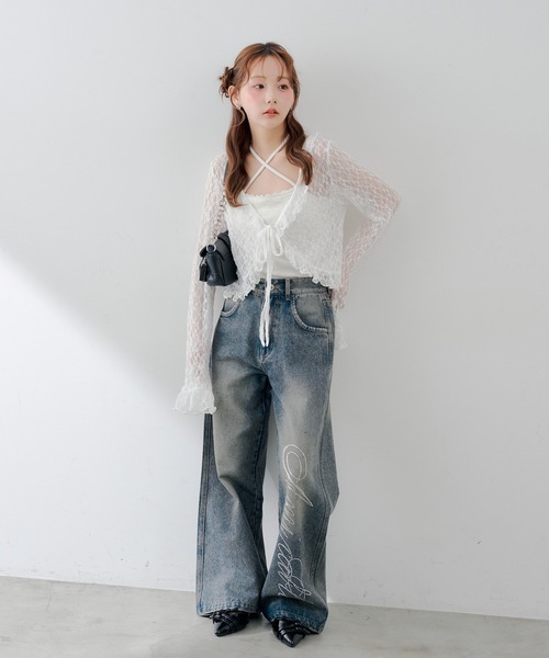 continuer de NICE CLAUP(コンティニューデナイスクラップ)の「キラキラロゴバギーデニム(デニムパンツ・レディース・その他/ネイビー・SMALL/MEDIUM)」の13枚目の写真