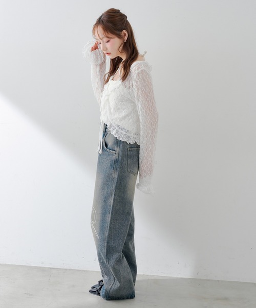 continuer de NICE CLAUP(コンティニューデナイスクラップ)の「キラキラロゴバギーデニム(デニムパンツ・レディース・その他/ネイビー・SMALL/MEDIUM)」の12枚目の写真