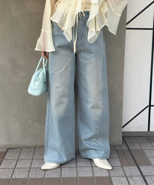 continuer de NICE CLAUP(コンティニューデナイスクラップ)の「キラキラロゴバギーデニム(デニムパンツ・レディース・その他/ネイビー・SMALL/MEDIUM)」の22枚目の写真