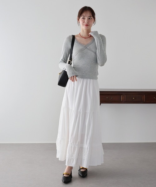 BLUEEAST（ブルーイースト）の「クロスレーストリムカットソー（Tシャツ/カットソー・レディース・グレー/ブラック/ホワイト・MEDIUM）」の11枚目の写真