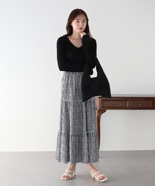 BLUEEAST（ブルーイースト）の「クロスレーストリムカットソー（Tシャツ/カットソー・レディース・グレー/ブラック/ホワイト・MEDIUM）」の15枚目の写真