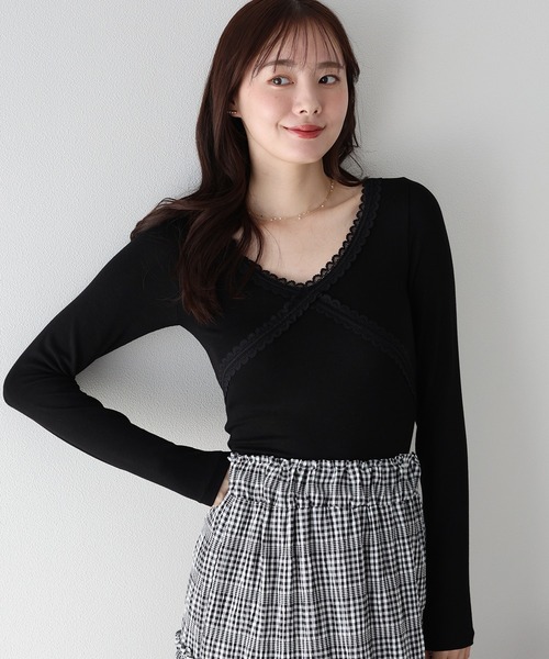 BLUEEAST（ブルーイースト）の「クロスレーストリムカットソー（Tシャツ/カットソー・レディース・グレー/ブラック/ホワイト・MEDIUM）」の13枚目の写真