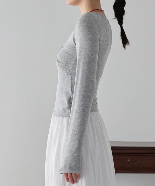 BLUEEAST（ブルーイースト）の「クロスレーストリムカットソー（Tシャツ/カットソー・レディース・グレー/ブラック/ホワイト・MEDIUM）」の17枚目の写真