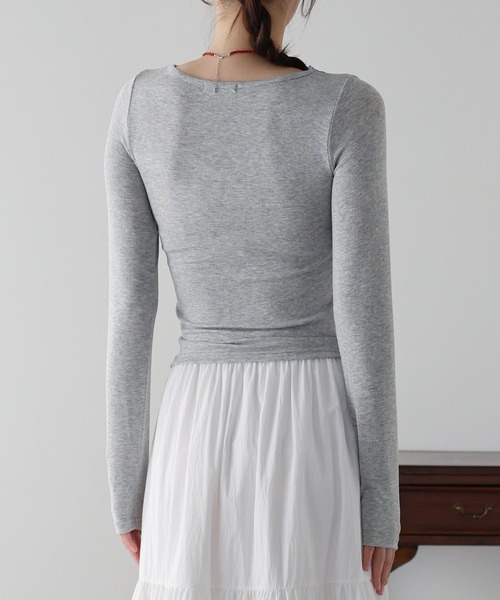 BLUEEAST（ブルーイースト）の「クロスレーストリムカットソー（Tシャツ/カットソー・レディース・グレー/ブラック/ホワイト・MEDIUM）」の18枚目の写真