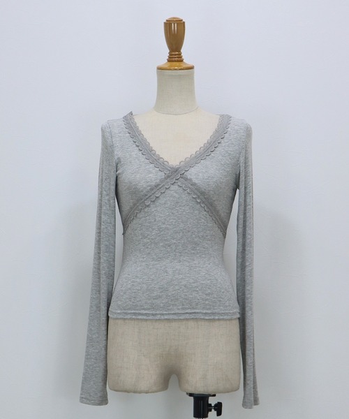 BLUEEAST（ブルーイースト）の「クロスレーストリムカットソー（Tシャツ/カットソー・レディース・グレー/ブラック/ホワイト・MEDIUM）」の20枚目の写真