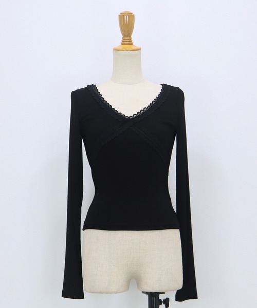 BLUEEAST（ブルーイースト）の「クロスレーストリムカットソー（Tシャツ/カットソー・レディース・グレー/ブラック/ホワイト・MEDIUM）」の21枚目の写真