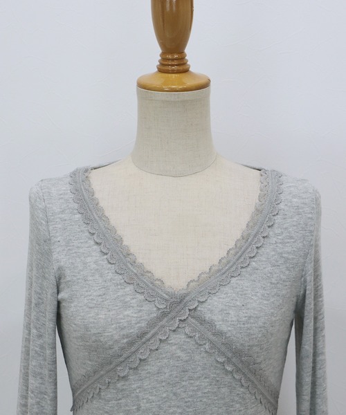 BLUEEAST（ブルーイースト）の「クロスレーストリムカットソー（Tシャツ/カットソー・レディース・グレー/ブラック/ホワイト・MEDIUM）」の22枚目の写真