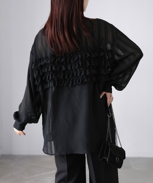 Riberry（リベリー）の「フリルシアーシャツ/ブラウス（シャツ/ブラウス・レディース・ブラック/ブルー/オフホワイト/ネイビー・MEDIUM）」の20枚目の写真