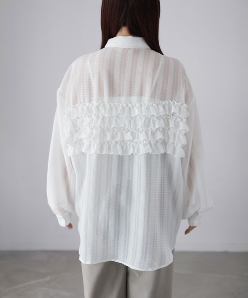 Riberry（リベリー）の「フリルシアーシャツ/ブラウス（シャツ/ブラウス・レディース・ブラック/ブルー/オフホワイト/ネイビー・MEDIUM）」の9枚目の写真