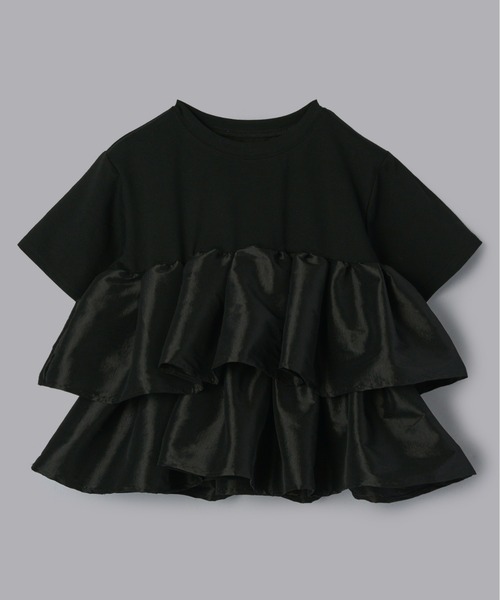 Olu.(オルドット)の「ボリュームフリルドッキングトップス(Tシャツ/カットソー・レディース・ホワイト/ブラック・FREE)」の8枚目の写真