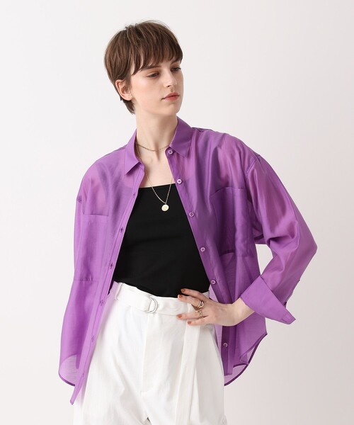 allureville(アルアバイル)の「オーガンシアーシャツ(シャツ/ブラウス・レディース・ブラウン/ホワイト/パープル・2)」の15枚目の写真