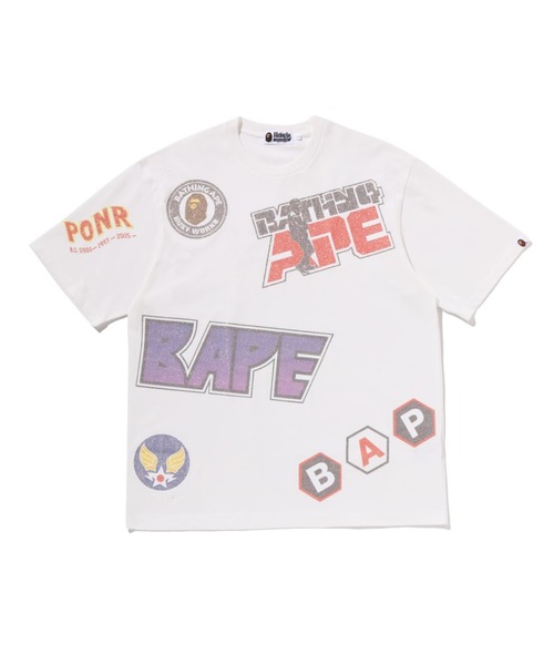 A BATHING APE(アベイシングエイプ)の「MULTI ARCHIVE MOTIF RELAXED FIT TEE(Tシャツ/カットソー・メンズ・ブラック/ホワイト・XX-LARGE/LARGE/MEDIUM/X-LARGE/SMALL)」の1枚目の写真