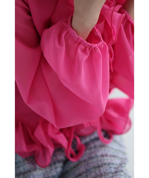 cawaii(カワイイ)の「リボンを結ぶフロントの花びらフリルブラウストップス(シャツ/ブラウス・レディース・ピンク・FREE)」の4枚目の写真