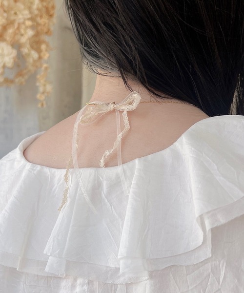 m.soeur（エムスール）の「ランタナとガラスビーズのネックレス（ネックレス・レディース・グレー/ホワイト/ブラック・FREE）」の7枚目の写真