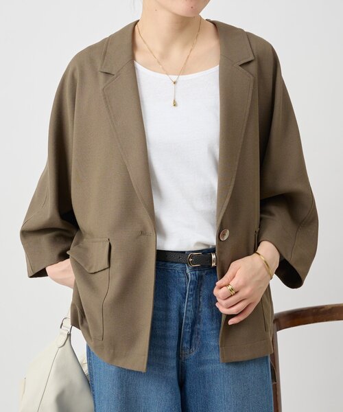 BEARDSLEY（ビアズリー）の「リラックスジャケット（テーラードジャケット・レディース・ブラック/ブラウン・FREE）」の2枚目の写真