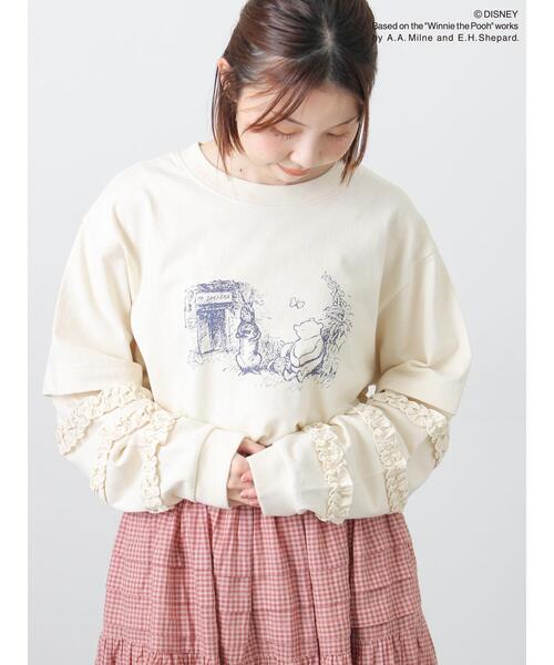 Samansa Mos2（サマンサ モスモス）の「【Disney】くまのプーさん袖フリルロンT（ニット/セーター・レディース・チャコールグレー/オフホワイト/キナリ・F）」の4枚目の写真