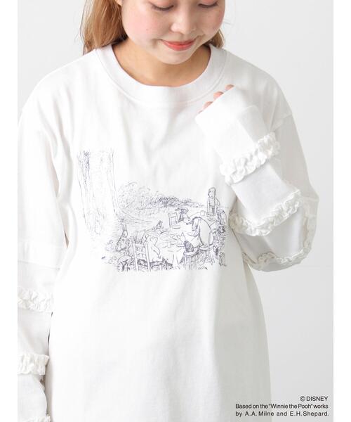 Samansa Mos2（サマンサ モスモス）の「【Disney】くまのプーさん袖フリルロンT（ニット/セーター・レディース・チャコールグレー/オフホワイト/キナリ・F）」の5枚目の写真
