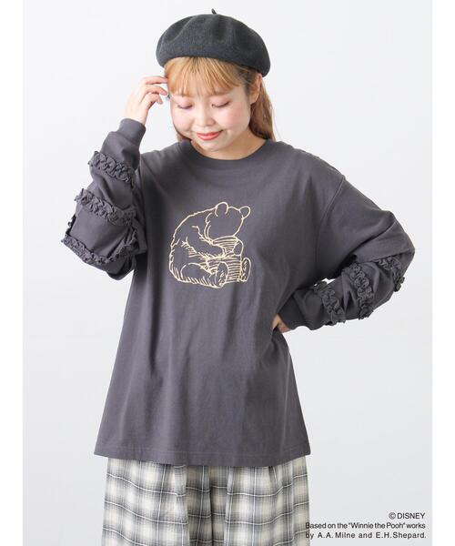 Samansa Mos2（サマンサ モスモス）の「【Disney】くまのプーさん袖フリルロンT（ニット/セーター・レディース・チャコールグレー/オフホワイト/キナリ・F）」の11枚目の写真
