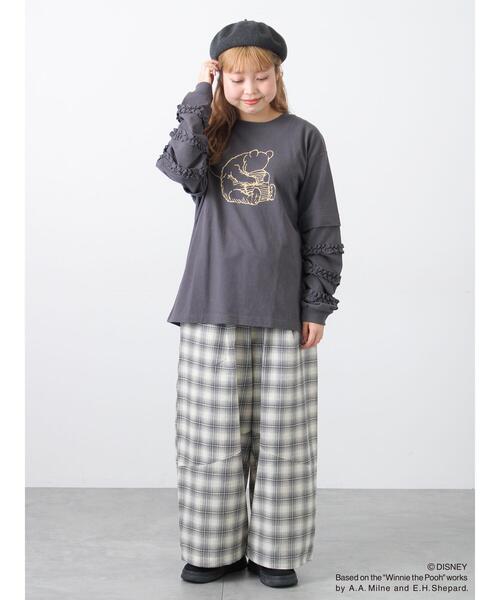 Samansa Mos2（サマンサ モスモス）の「【Disney】くまのプーさん袖フリルロンT（ニット/セーター・レディース・チャコールグレー/オフホワイト/キナリ・F）」の12枚目の写真