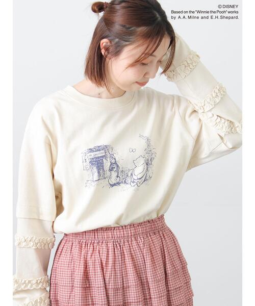 Samansa Mos2（サマンサ モスモス）の「【Disney】くまのプーさん袖フリルロンT（ニット/セーター・レディース・チャコールグレー/オフホワイト/キナリ・F）」の15枚目の写真