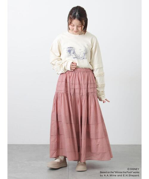 Samansa Mos2（サマンサ モスモス）の「【Disney】くまのプーさん袖フリルロンT（ニット/セーター・レディース・チャコールグレー/オフホワイト/キナリ・F）」の19枚目の写真