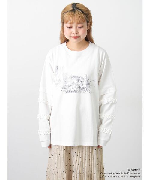 Samansa Mos2（サマンサ モスモス）の「【Disney】くまのプーさん袖フリルロンT（ニット/セーター・レディース・チャコールグレー/オフホワイト/キナリ・F）」の21枚目の写真