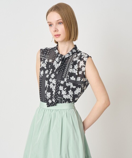 ANAYI（アナイ）の「【セットアップ対応商品】ドットパッチワークプリントボウタイ ブラウス（シャツ/ブラウス・レディース・ベージュ/ブラック・38/36）」の2枚目の写真