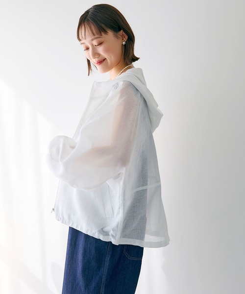 CROSS FUNCTION（クロスファンクション）の「《洗える》サマ美え シアーZIPパーカー【CROSS FUNCTION/クロスファンクション】（パーカー・レディース・アイボリー/モカ・M/LL/L）」の19枚目の写真