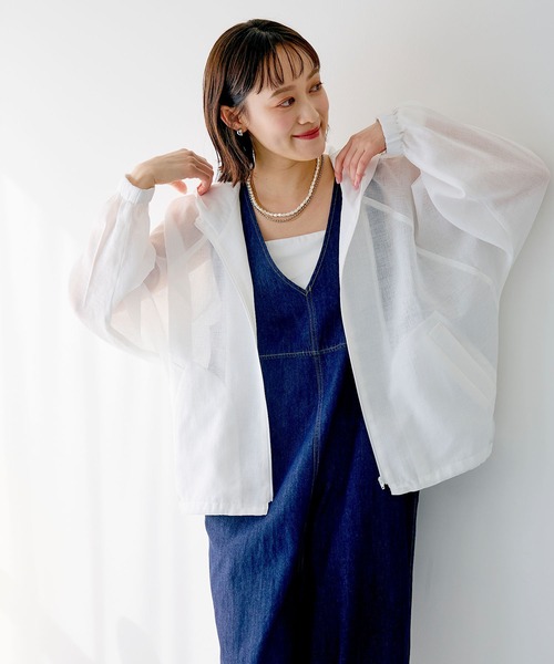 CROSS FUNCTION（クロスファンクション）の「《洗える》サマ美え シアーZIPパーカー【CROSS FUNCTION/クロスファンクション】（パーカー・レディース・アイボリー/モカ・M/LL/L）」の16枚目の写真