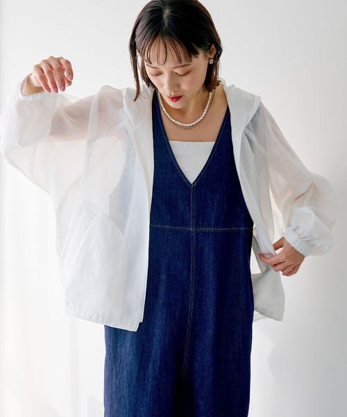 CROSS FUNCTION（クロスファンクション）の「《洗える》サマ美え シアーZIPパーカー【CROSS FUNCTION/クロスファンクション】（パーカー・レディース・アイボリー/モカ・M/LL/L）」の18枚目の写真