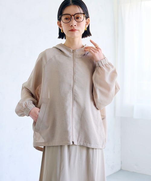 CROSS FUNCTION（クロスファンクション）の「《洗える》サマ美え シアーZIPパーカー【CROSS FUNCTION/クロスファンクション】（パーカー・レディース・アイボリー/モカ・M/LL/L）」の9枚目の写真