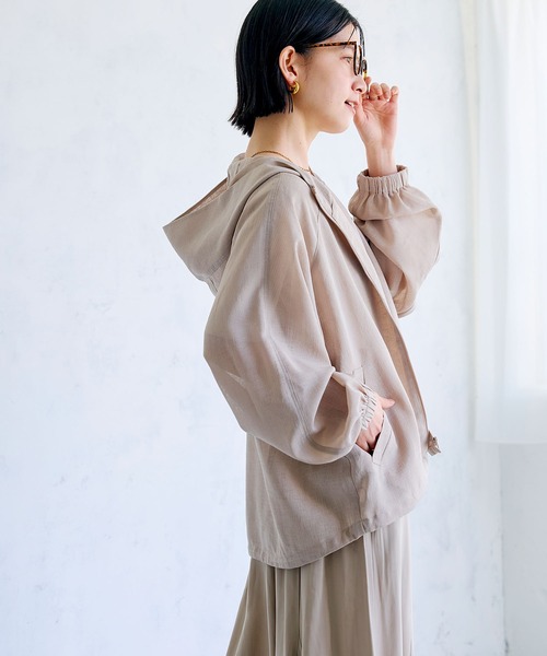 CROSS FUNCTION（クロスファンクション）の「《洗える》サマ美え シアーZIPパーカー【CROSS FUNCTION/クロスファンクション】（パーカー・レディース・アイボリー/モカ・M/LL/L）」の5枚目の写真