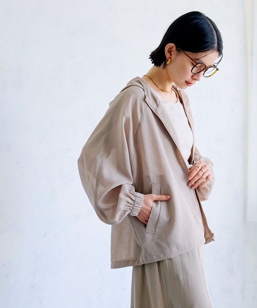 CROSS FUNCTION（クロスファンクション）の「《洗える》サマ美え シアーZIPパーカー【CROSS FUNCTION/クロスファンクション】（パーカー・レディース・アイボリー/モカ・M/LL/L）」の6枚目の写真