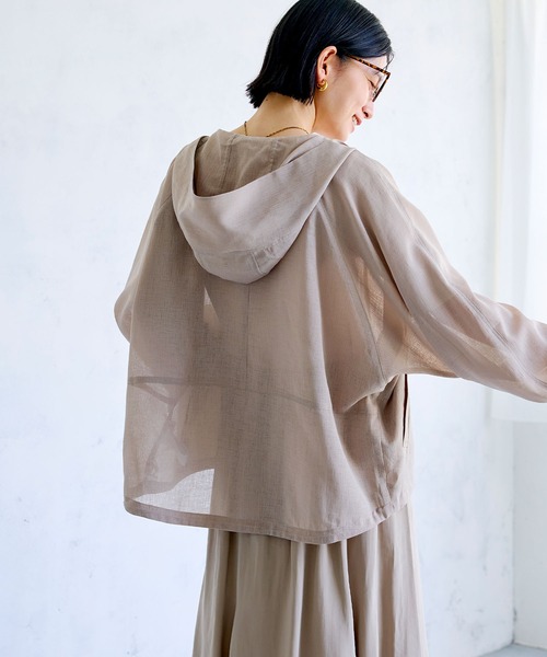 CROSS FUNCTION（クロスファンクション）の「《洗える》サマ美え シアーZIPパーカー【CROSS FUNCTION/クロスファンクション】（パーカー・レディース・アイボリー/モカ・M/LL/L）」の7枚目の写真