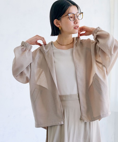 CROSS FUNCTION（クロスファンクション）の「《洗える》サマ美え シアーZIPパーカー【CROSS FUNCTION/クロスファンクション】（パーカー・レディース・アイボリー/モカ・M/LL/L）」の3枚目の写真