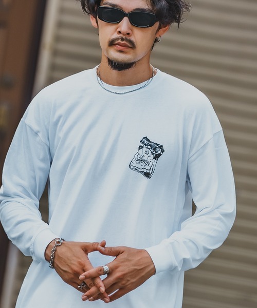 En serio TOKYO(エンソリオトーキョー)の「【SIDEWAYSTANCE】シガレット長袖Tシャツ 70576(Tシャツ/カットソー・メンズ・ホワイト/ブラック/カーキ・SMALL/MEDIUM/LARGE/X-LARGE)」の2枚目の写真