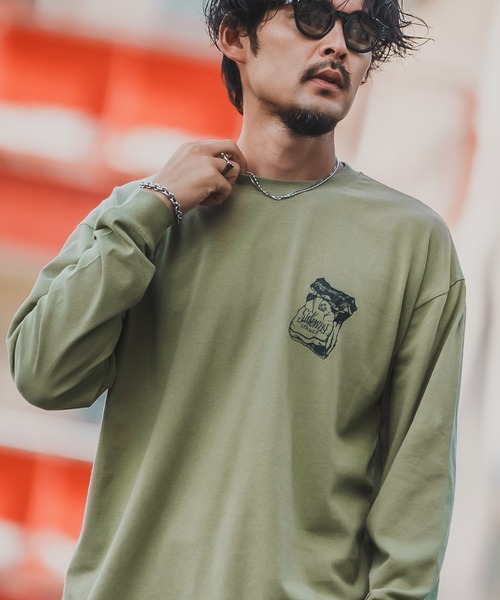En serio TOKYO(エンソリオトーキョー)の「【SIDEWAYSTANCE】シガレット長袖Tシャツ 70576(Tシャツ/カットソー・メンズ・ホワイト/ブラック/カーキ・SMALL/MEDIUM/LARGE/X-LARGE)」の3枚目の写真