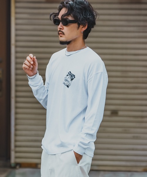 En serio TOKYO(エンソリオトーキョー)の「【SIDEWAYSTANCE】シガレット長袖Tシャツ 70576(Tシャツ/カットソー・メンズ・ホワイト/ブラック/カーキ・SMALL/MEDIUM/LARGE/X-LARGE)」の6枚目の写真