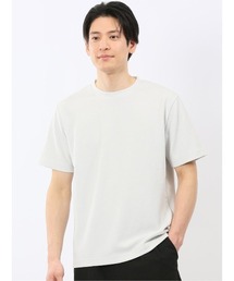 【綿混】タカキュー チェック ジャガード クルーネック 半袖 Tシャツ
