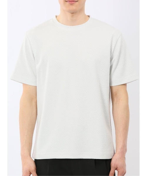 TAKA-Q(タカキュー)の「【綿混】タカキュー チェック ジャガード クルーネック 半袖 Tシャツ(Tシャツ/カットソー・メンズ・ネイビー/ライトグレー・MEDIUM/LARGE/X-LARGE)」の21枚目の写真