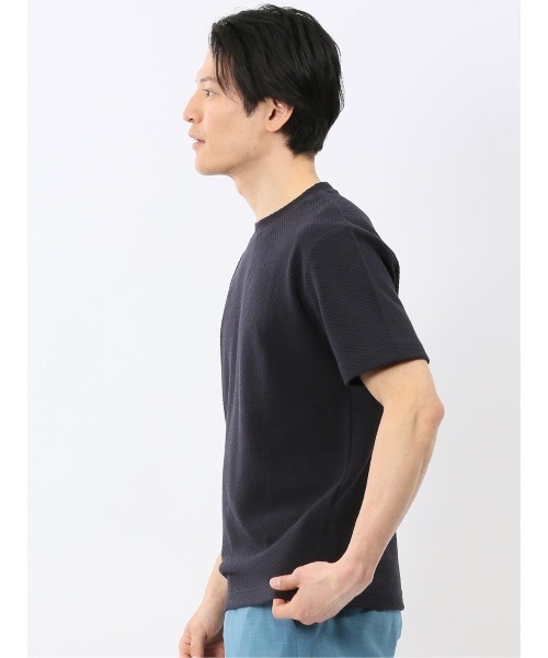 TAKA-Q(タカキュー)の「【綿混】タカキュー チェック ジャガード クルーネック 半袖 Tシャツ(Tシャツ/カットソー・メンズ・ネイビー/ライトグレー・MEDIUM/LARGE/X-LARGE)」の14枚目の写真