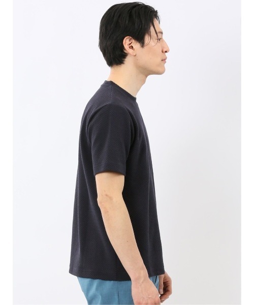 TAKA-Q(タカキュー)の「【綿混】タカキュー チェック ジャガード クルーネック 半袖 Tシャツ(Tシャツ/カットソー・メンズ・ネイビー/ライトグレー・MEDIUM/LARGE/X-LARGE)」の12枚目の写真
