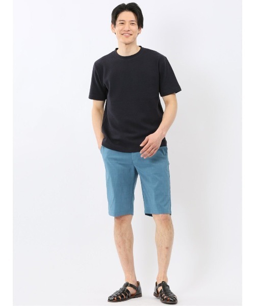 TAKA-Q(タカキュー)の「【綿混】タカキュー チェック ジャガード クルーネック 半袖 Tシャツ(Tシャツ/カットソー・メンズ・ネイビー/ライトグレー・MEDIUM/LARGE/X-LARGE)」の11枚目の写真
