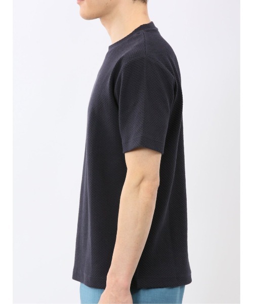 TAKA-Q(タカキュー)の「【綿混】タカキュー チェック ジャガード クルーネック 半袖 Tシャツ(Tシャツ/カットソー・メンズ・ネイビー/ライトグレー・MEDIUM/LARGE/X-LARGE)」の9枚目の写真