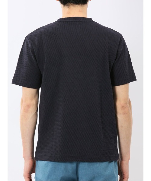 TAKA-Q(タカキュー)の「【綿混】タカキュー チェック ジャガード クルーネック 半袖 Tシャツ(Tシャツ/カットソー・メンズ・ネイビー/ライトグレー・MEDIUM/LARGE/X-LARGE)」の8枚目の写真
