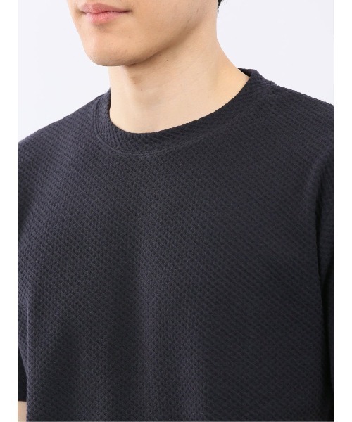 TAKA-Q(タカキュー)の「【綿混】タカキュー チェック ジャガード クルーネック 半袖 Tシャツ(Tシャツ/カットソー・メンズ・ネイビー/ライトグレー・MEDIUM/LARGE/X-LARGE)」の7枚目の写真