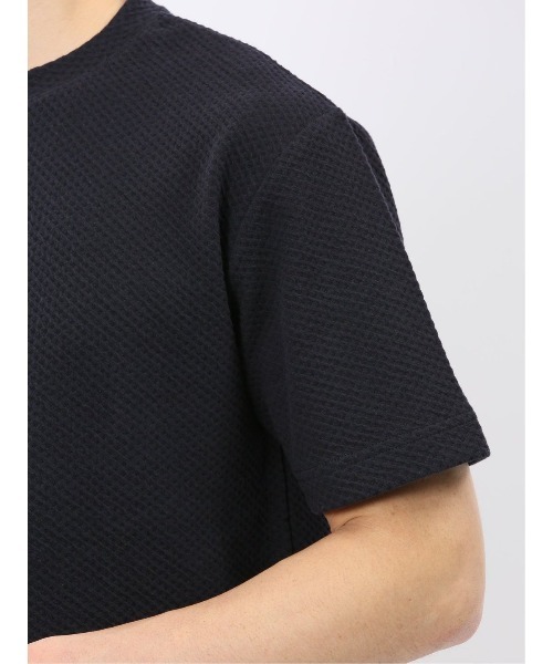 TAKA-Q(タカキュー)の「【綿混】タカキュー チェック ジャガード クルーネック 半袖 Tシャツ(Tシャツ/カットソー・メンズ・ネイビー/ライトグレー・MEDIUM/LARGE/X-LARGE)」の6枚目の写真