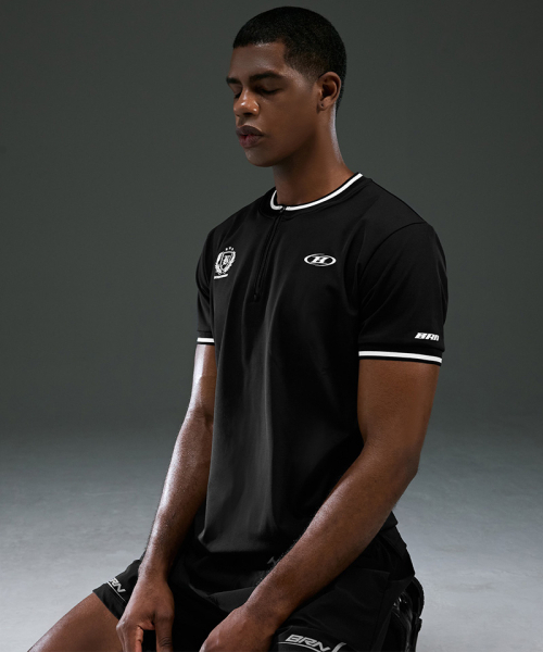 BORN TO WIN（ボーントゥウィン）の「BRN EMBLEM HALF ZIP-UP JERSEY [BLACK]（Tシャツ/カットソー・メンズ・その他・1/2/3/4）」の4枚目の写真