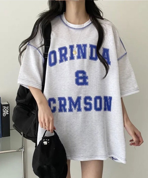 SallyLunn(サリーラン)の「カレッジロゴビッグTシャツ(Tシャツ/カットソー・レディース・ネイビー/グレー/グリーン・LARGE/MEDIUM)」の2枚目の写真
